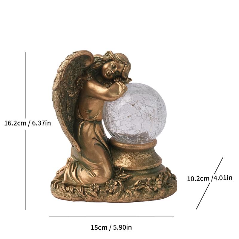 Resin Angel & Fairy Solar Garden Statue, Illuminated Flower Pot Ornament for Outdoor Yard Decor