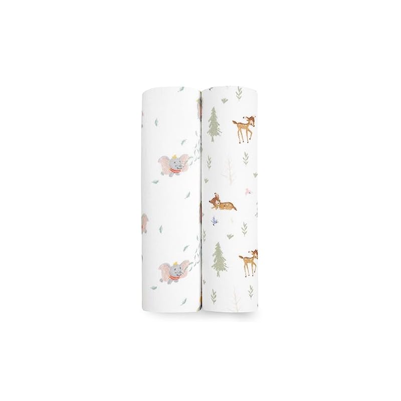 Aden + Anais Essentials Disney Friends Swaddle Blanket, 2-Pack, 112 X 112cm, Muslin Cotton, for Newborns, Night Crying Relief, Baby Shower Gift,