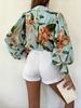 Elegant Semi-Transparant Shirt met revers & Lantaarnmouwen - Perfect voor Lente & Herfst