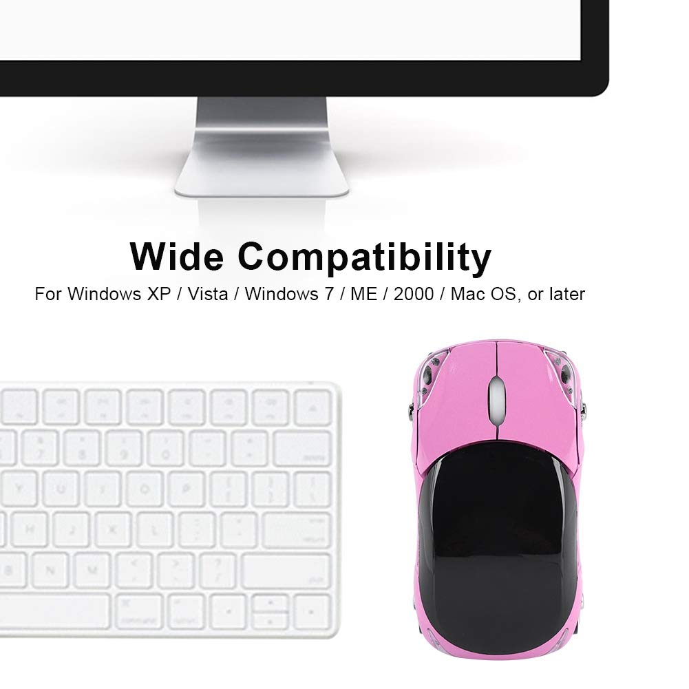 Wireless Sports Car Style Bluetooth Optical Mouse with USB 1600DPI High Precision Portable Gaming Mouse for PC Richer-R Mouse, 2.4G Receiver, Mouse,