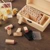 Ming Dynasty-Inspired Seal Set: 36 Ink Pad Wooden Stamps with Letter and Number Typewriter Designs