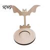 Halloween Candle Holder Wooden Holder, Silhouette Ghost/Bat/Scarecrow/Bat Table Centerpiece Tealight for Home Fireplace Decor Solid Wood Stand
