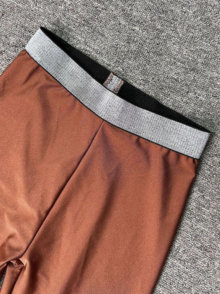 Euro-Amerikanische High-Waist Glitzer-Leggings mit silbernem Glitzer-Bund