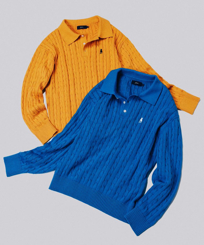 YALE Heritage Dan Cable Polo Knit_Black