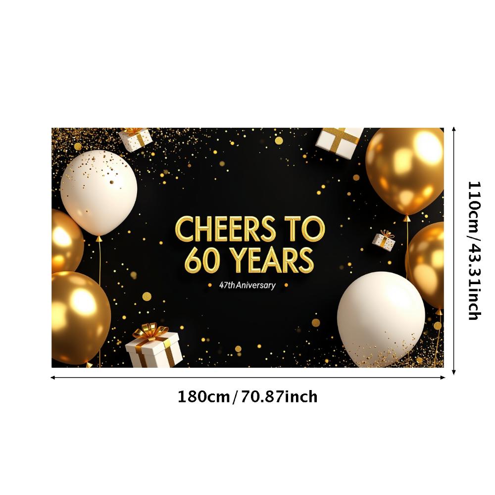 60th Anniversary Banner Cheers To 60 Years Backdrop Glitter Party Decoration Birthday Wedding Event Photography Background Props