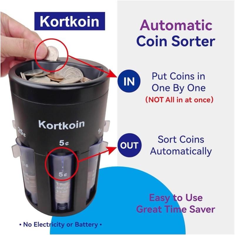 5 IN 1 Coin Sorter Rotatable Base Automatic Change Counter Machine For Pennies Nickels Dimes Quarters Dollars