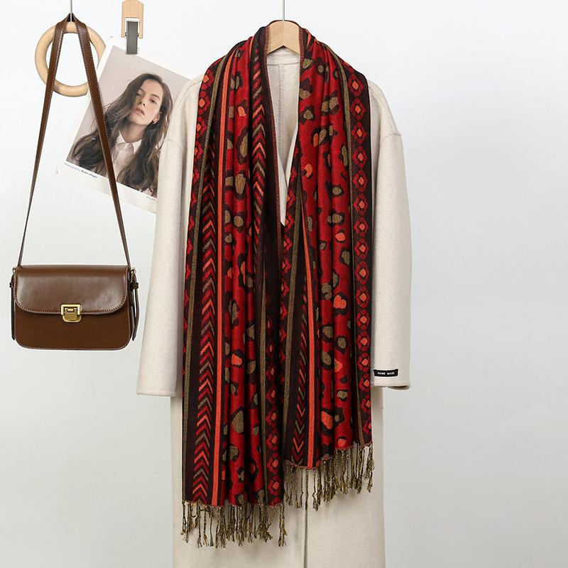 Spring And Summer Scarf Light Luxury High-End Imitation Cashmere Jacquard Scarf Long Outer With Warm Shawl