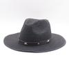 Western Cowboy Straw Hat Simple Women's Outdoor Flat-brimmed Sun Hat Mountaineering Knight Hat Leather Rope Decorative Big-brimmed Sun Hat