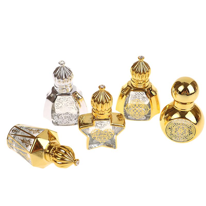 Mini Essential Oil Roller Bottle Crown Shape Perfume Bottling Portable Transparent Travel Electroplated Carve Glass Empty Bottle