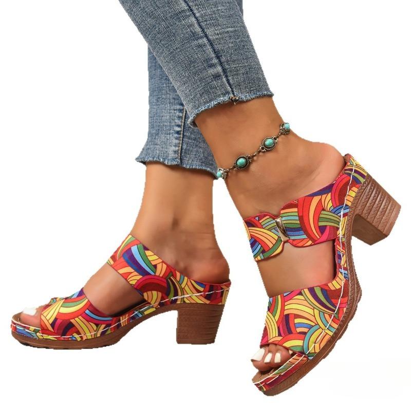New Style Shoes, Wedge Heels, Fish-mouth Slippers, Women's Thick-soled, Chunky Heels, Beach Cool