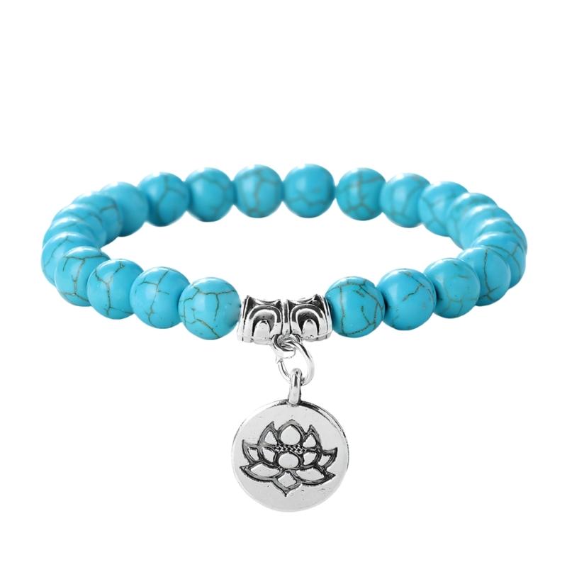 Stylish Adjustable Elastic Buddhas Bead Bracelet with Lotuses Charm Stretch Wristchain Accessories For Women Men