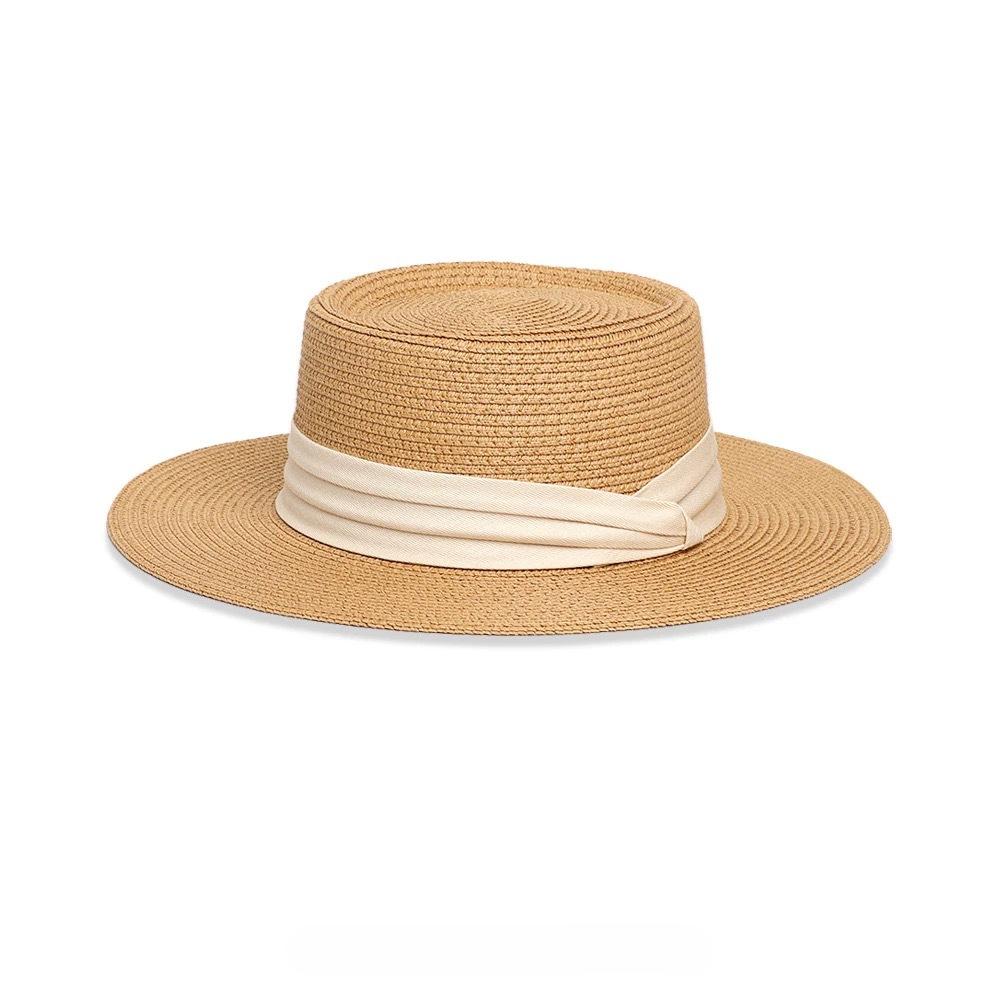 Women's French Style Flat Top Straw Hat Large Head Circumference Flat Brim Seaside Beach Vacation Dress Hat Plus Size Woven Formal Hat