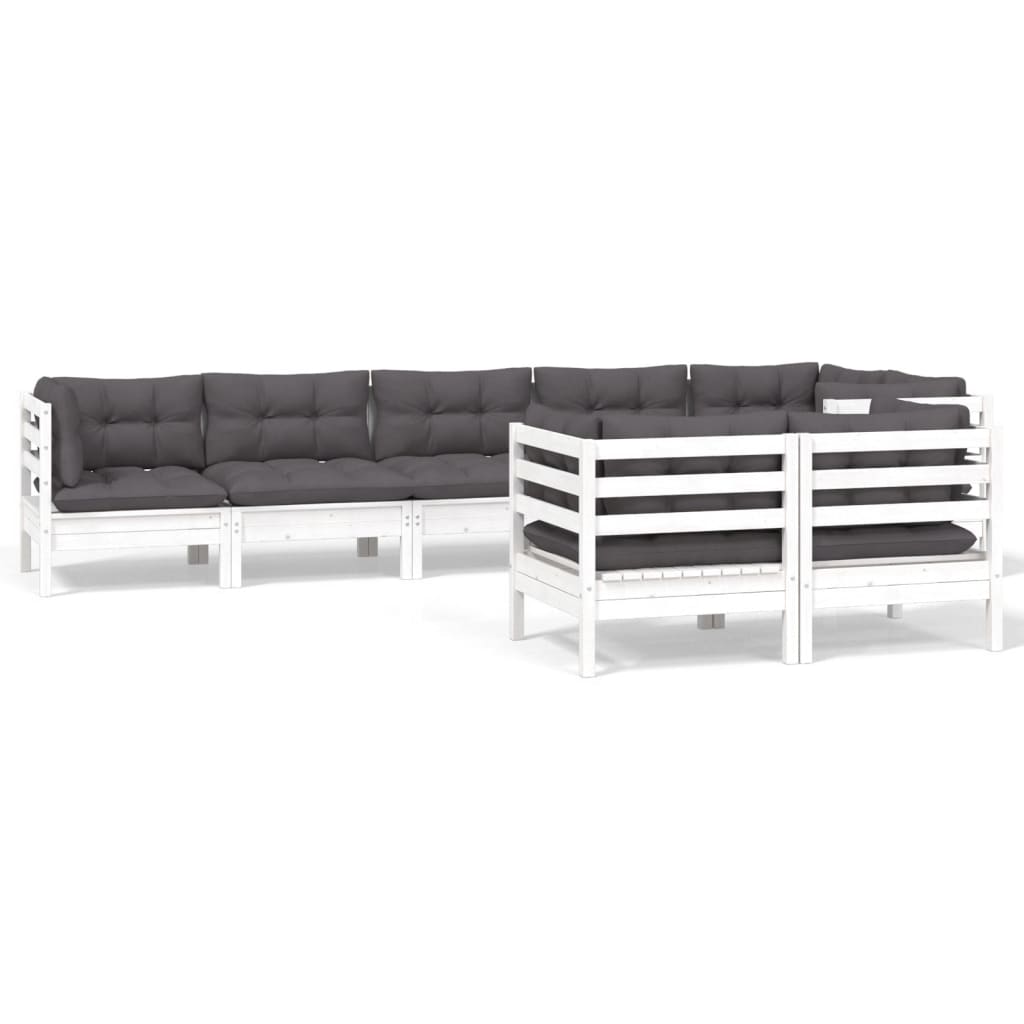 Vidaxl 8-Cz. Garden Lounge Set, With Cushions, White