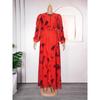 New Vintage Ruffled Print Long Dress for Plus Size Women