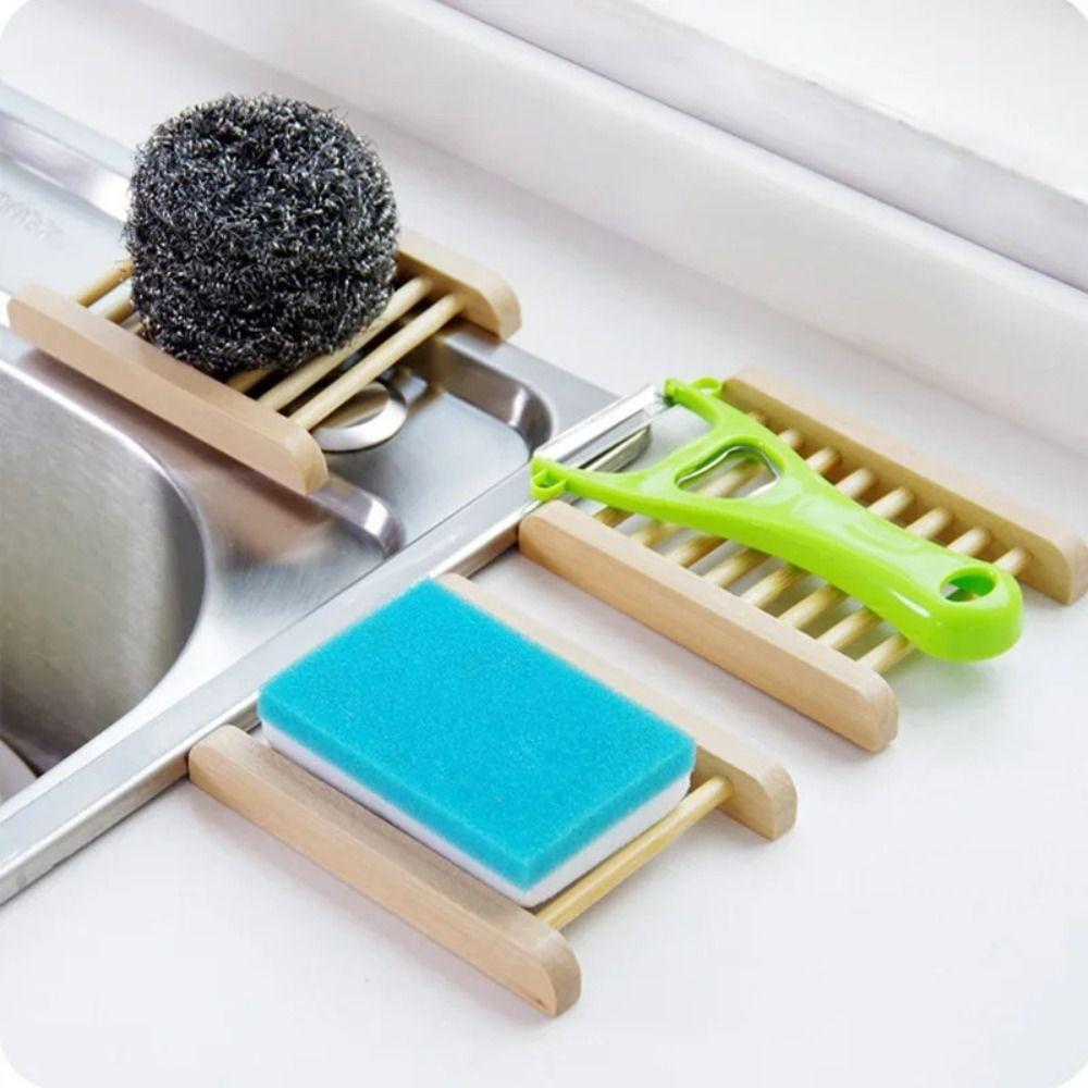

Raw Wood Color Wooden Soap Box Self Draining Soap Drying Rack Practical Drain Rack Dresser