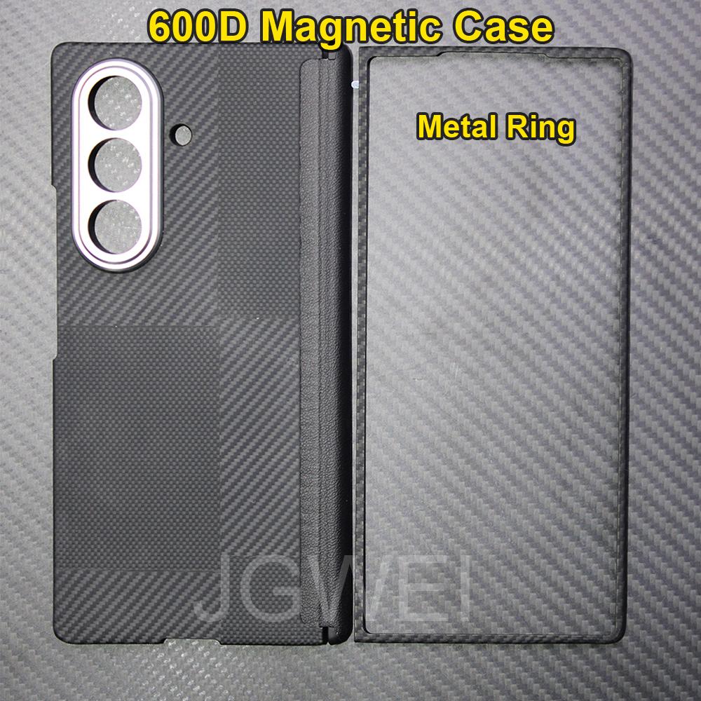 For Samsung Galaxy Z Fold 7 Carbon Case 600d Kevlar Aramid Fiber Fabric Ultra Thin Hard Cover Magnetic balckSlimlightred Premium