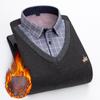 Men's Long-sleeved Pullover Embroidered Sweater Plush Thickened Thermal Casual Knitted Sweater Shirt