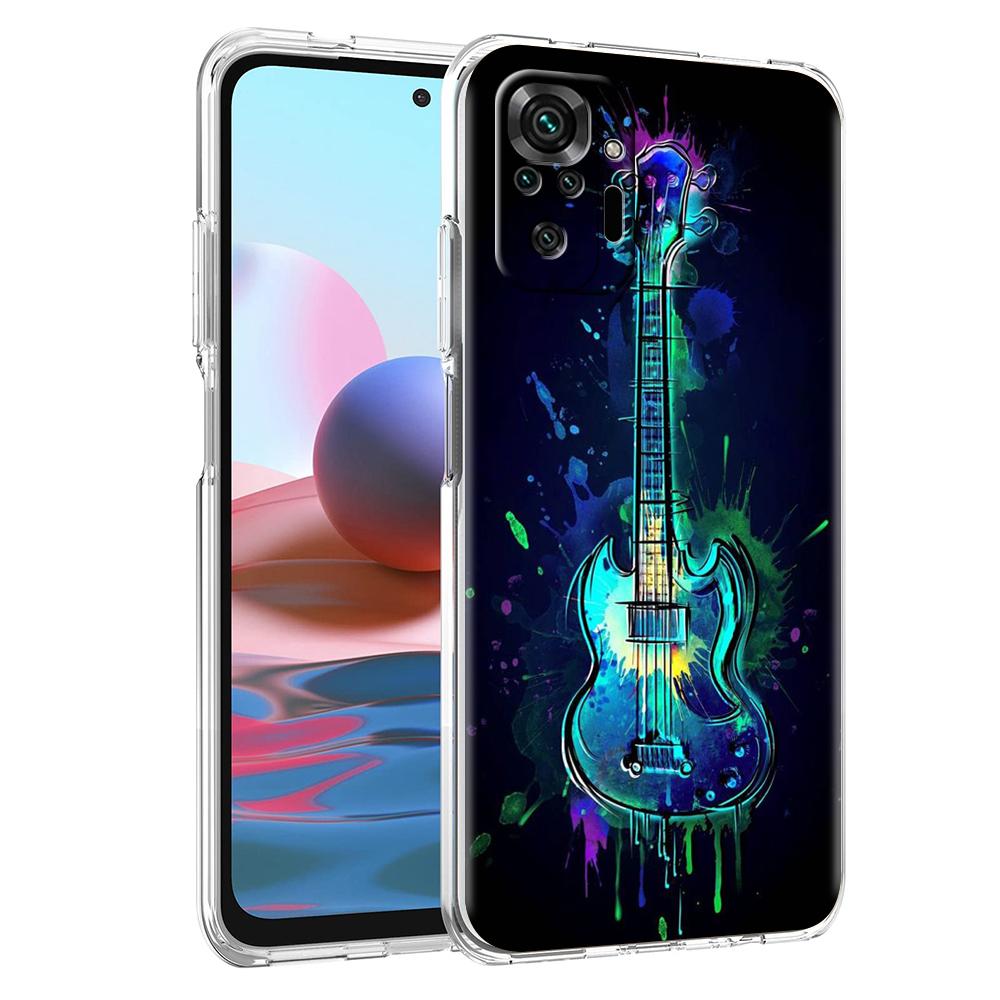 

Guitar Music Art Phone Case Cover for Redmi Note 10 11 11T 7 8 8T 9 K40 Gaming 9A 9C Pro Plus Transparent Silicone Shell Capas Note 10 Pro Max