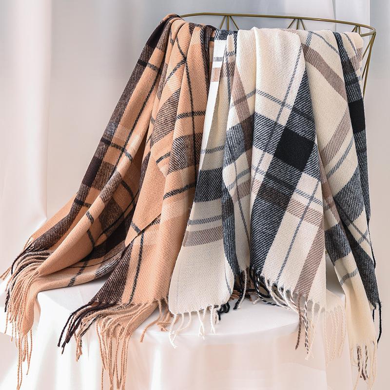 British Style Scarf Women's Atmosphere New Scarf Autumn and Winter Thickening Versatile Atmosphere Warm Scarf