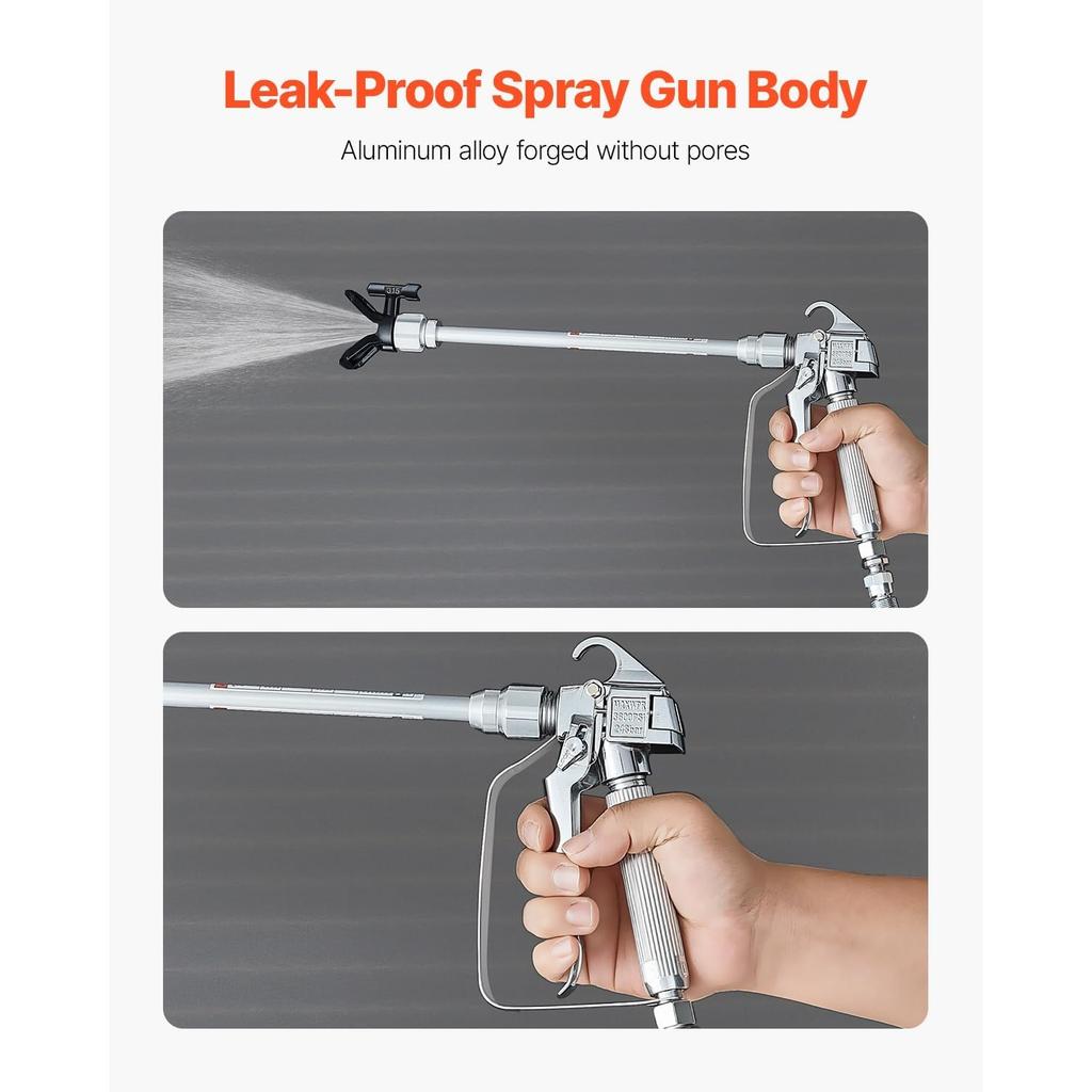 Airless Paint Spray Gun and Hose Kit, 3600PSI High Pressure Paint Sprayer Hose Set with 5 Tips, 211, 315, 417, 517, 623, Swivel Joint Airless Spray