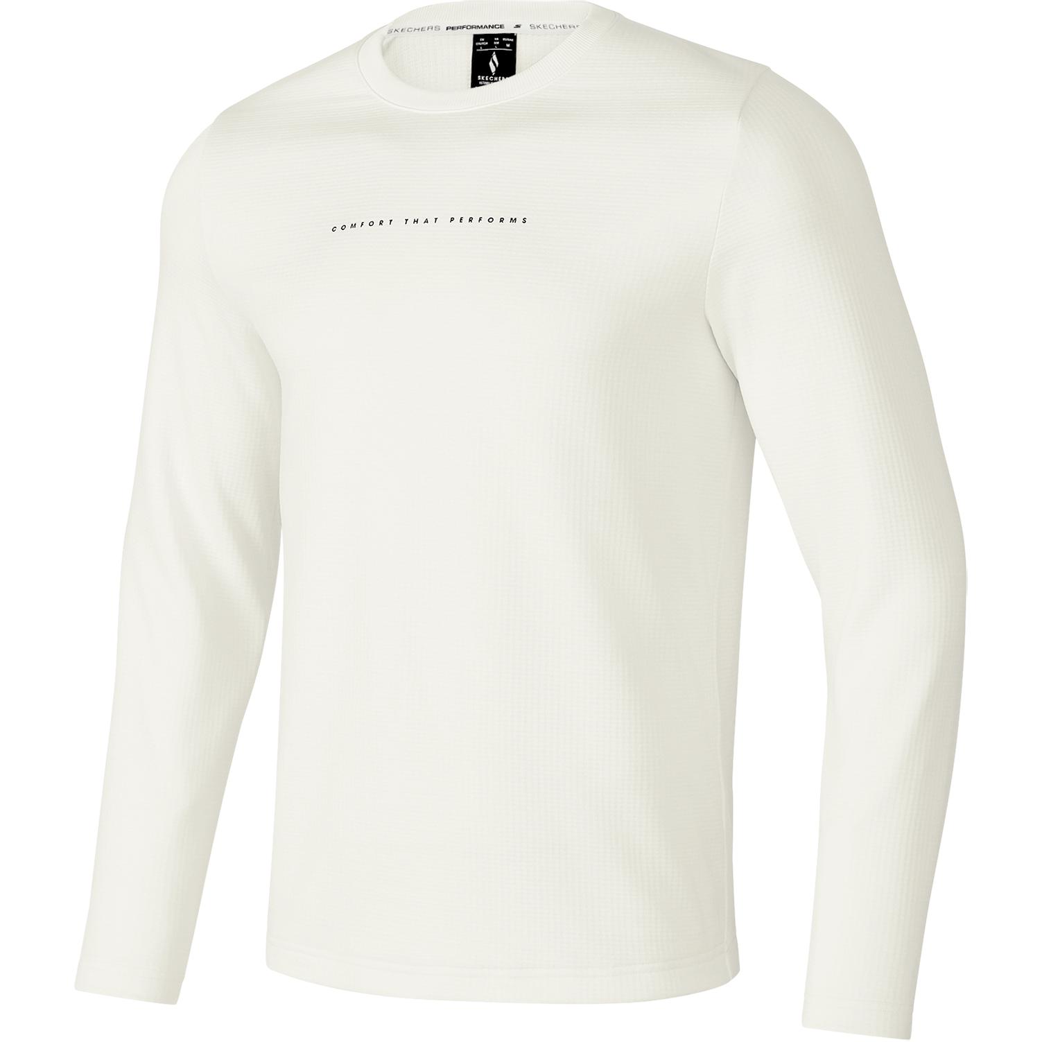 Skechers Solid Color Outdoor Casual Sports Crew Neck Pullover Long Sleeve T-Shirt Men Tops White P424M193-0074 S