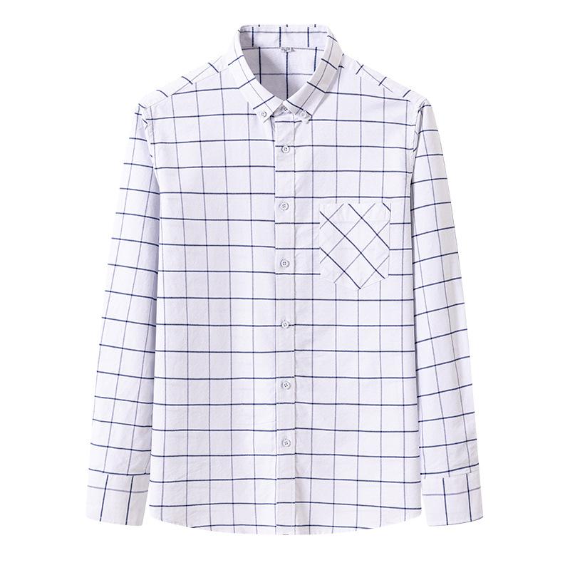 Cotton Oxford Long Sleeve Shirt Men Business Casual
