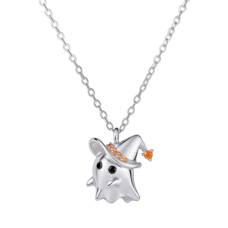 

Срібне намисто Arvaleff S925 Хелловінський привид з цирконієвими діамантами срібний