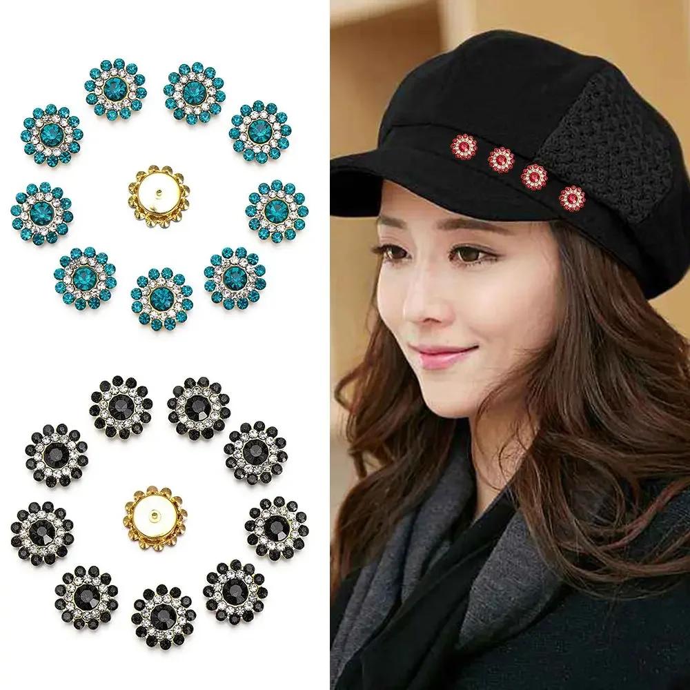 10PCS 14mm Craft Flower-shaped Sparkling Crystal Glass Stone Rhinestone Buttons Hat Accessories Clothes Decoration
