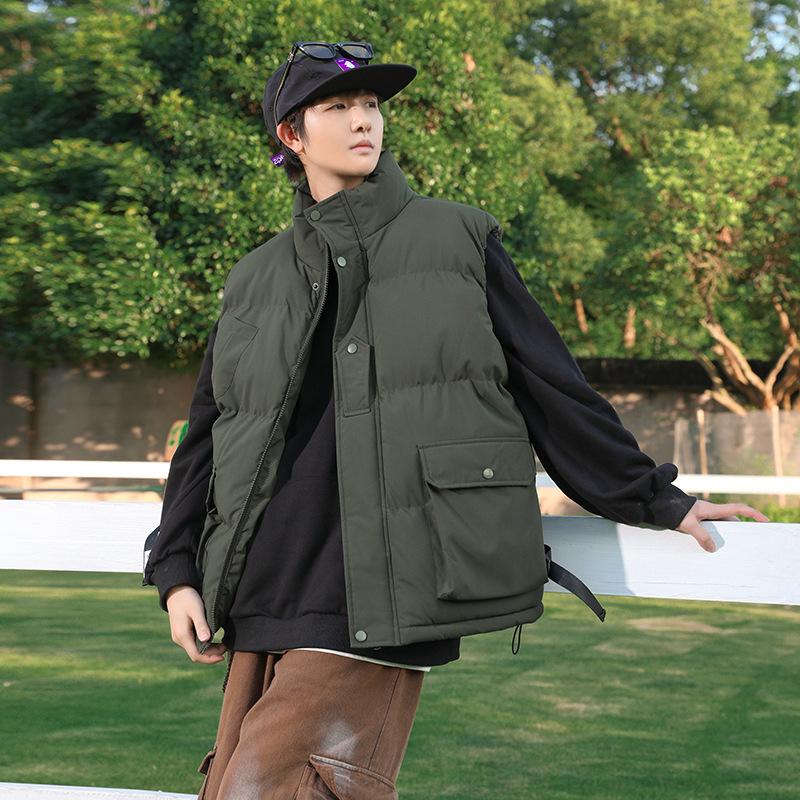 American vest men's autumn and winter thickened men's warm vest sleeveless jacket Korean version of the trend handsome vest