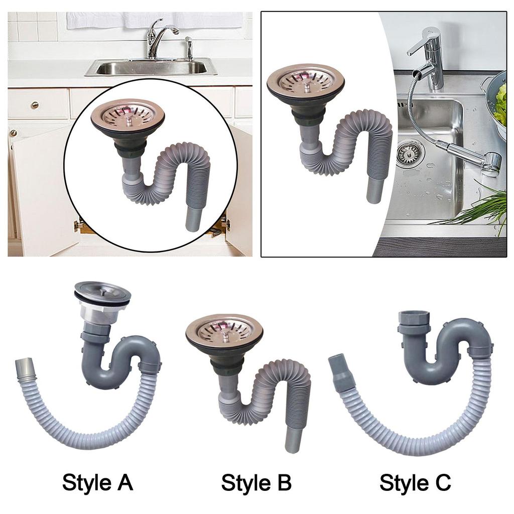 Kitchen Sink Drain Pipe Sewer Tube Sink Drain Assembly Drain Hose for Toilet Bathtub