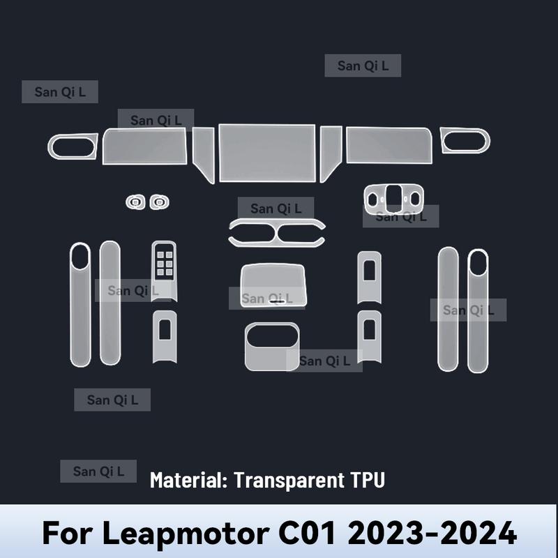 For LEAPMOTOR C01 2024 TPU Car Navigation Screen Film Gearbox Protective Sticker Anti-scratch Interior Accessories