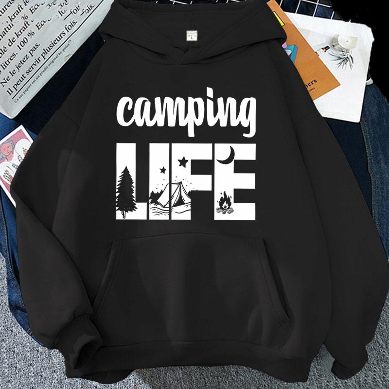 

New Cartoon Happy Camper Hoodies Women Men Funny Harajuku Sweatshirts Unisex Tops(Ship in 48 hours) 3XL