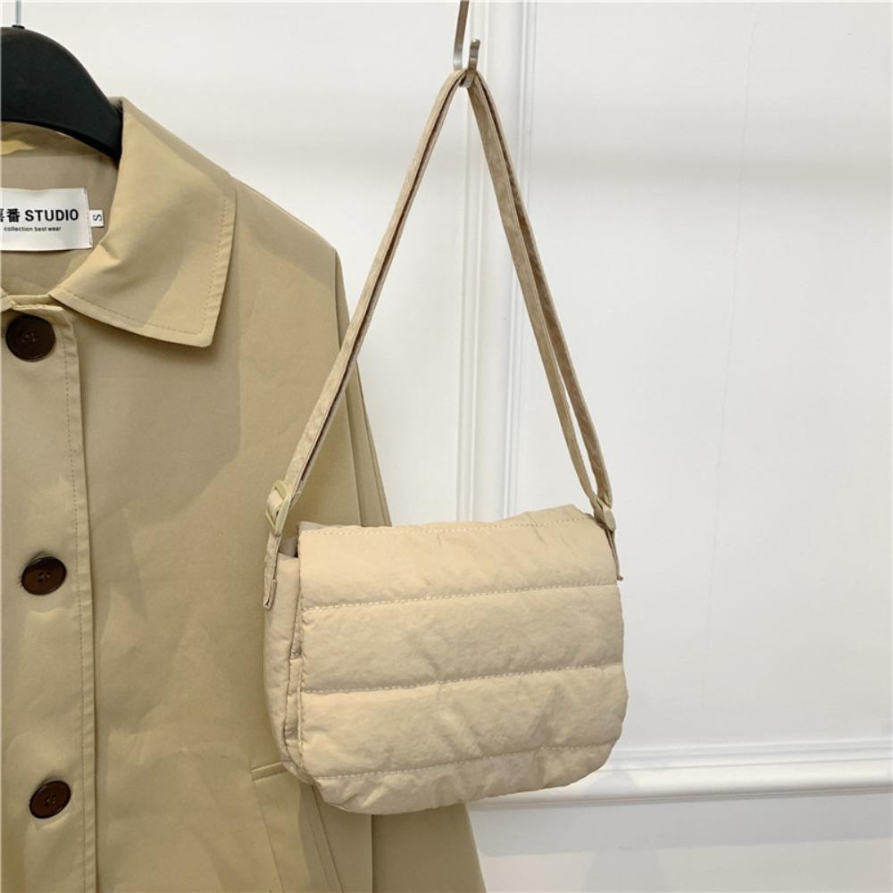 Quilted Cotton Shoulder Bag Nylon Puffy Handbag Korean Style Puffer Tote Bag  Women