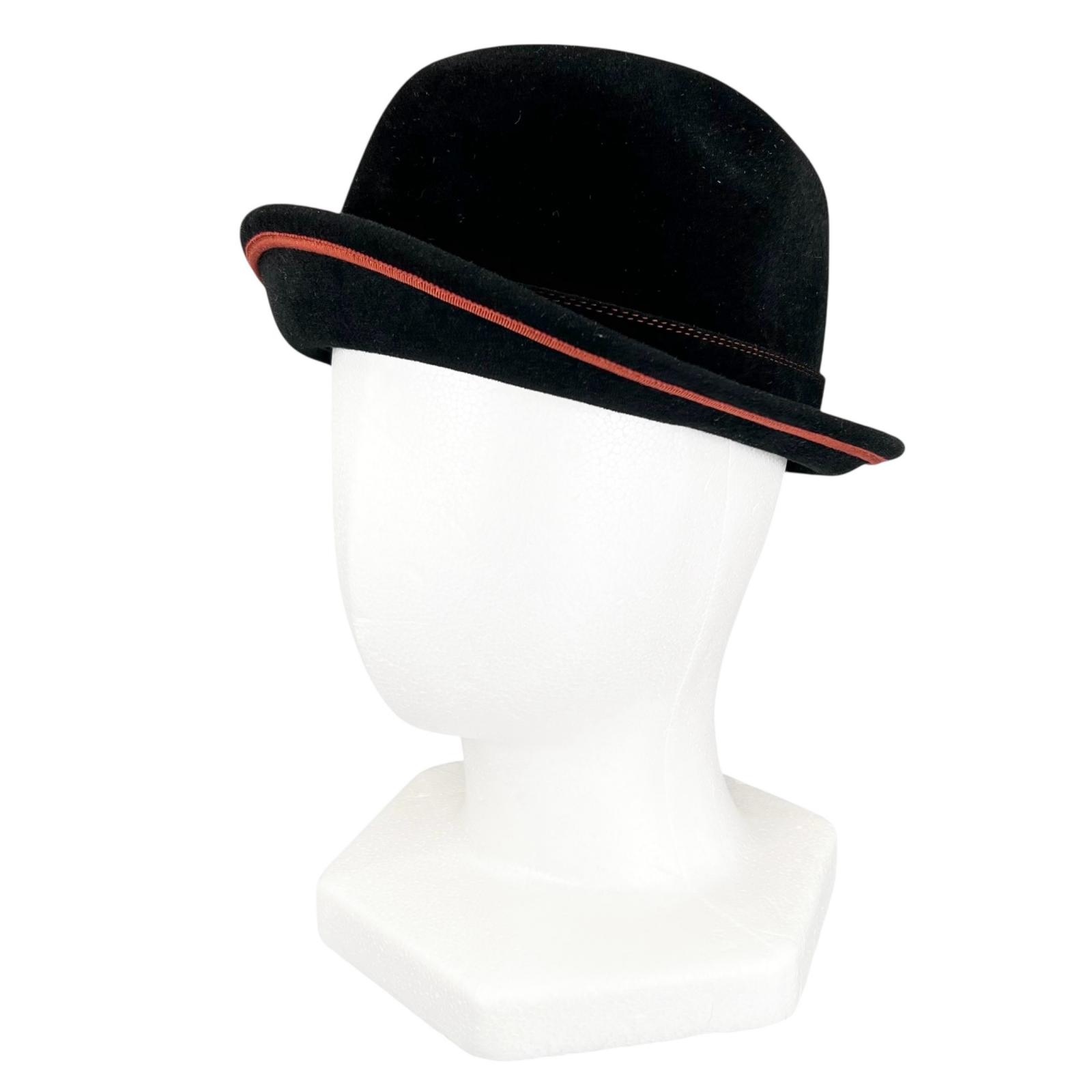 Excellent MOTSCH HERMES hat Mochi Serie Button Felt black felt mens 58 Used