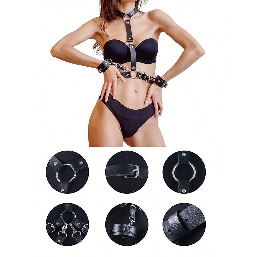 CP5XL Leather Bra Garter Belt Lingerie Outfit Open Anal Exotic Set Sexy Underwear Plus Size Teddies Bodysuit Under Clothes