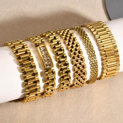 Bracciale Curvo in Acciaio Inossidabile Oro 18K Stile NIS per Donna