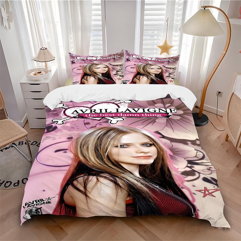 3Pcs Avril Lavigne'S Floral Artwork Bedding Sets For All Sizes New 3D Printed Bed Cover Comforter Duvet Cover Pillowcase Bedroom Decoration