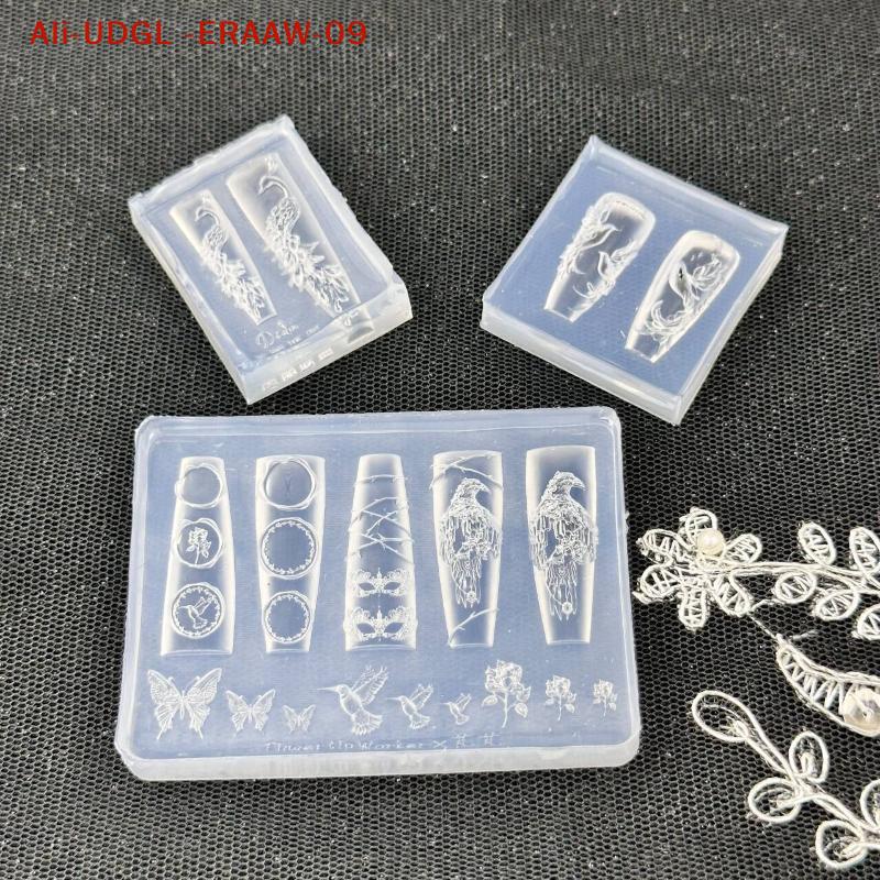 One-piece Peacock 3D Emboss Silicone Artistic Nail Design DIY Manicure Moulds