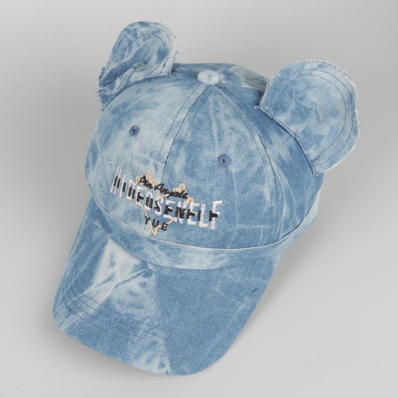 

Novelty Bear Ears Baseball Cap Women Men Streetwear 2025 Personalized Letter Embroidery Vintage Hats Adjustable Hip Hop Caps 56-60cm синий