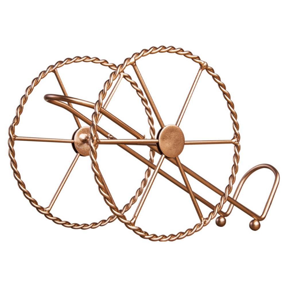 Iron Wheels Design Wine Holder Rose Gold Wine Bottles Stand Creative Red Wine Rack  Kitchen