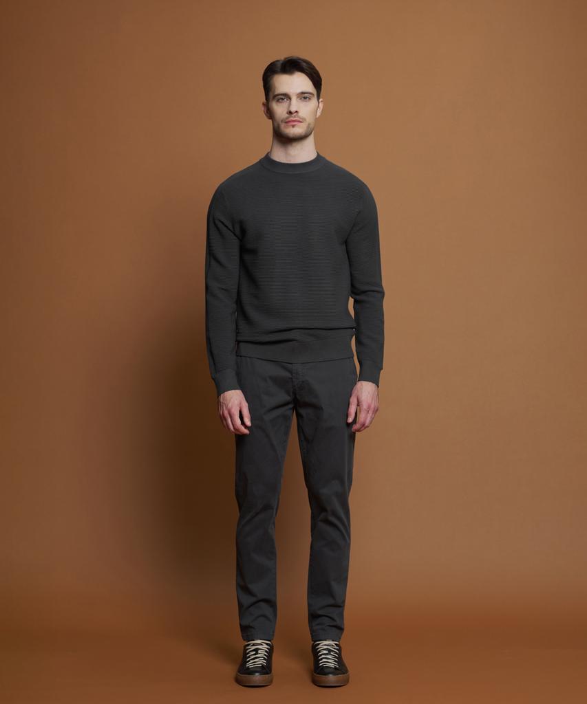 PANICALE Charcoal Ribbed Crewneck Knit
