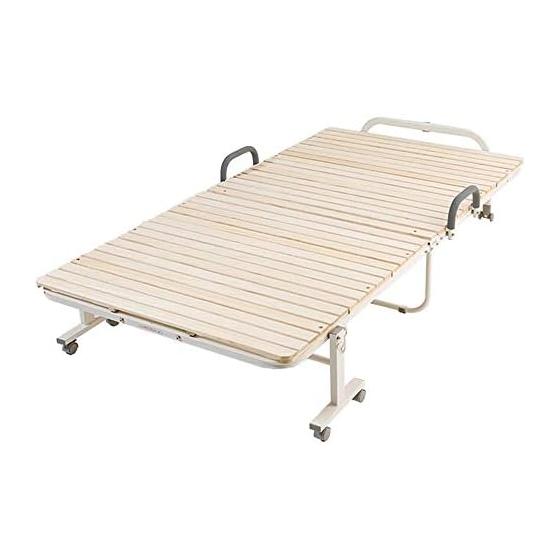 Iris Plaza Bed, Slatted Bed, Folding Bed, Single Bed Frame, 33 Slatted Slats Type, High Type, Paulownia, Solid Paulownia Wood, Natural FDBH-1044