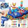 450Pcs Kids STEM Drill Set Creative Mosaic Puzzle Building Blocks Educational Engineering Kit with Screwdriver for Boys Girls