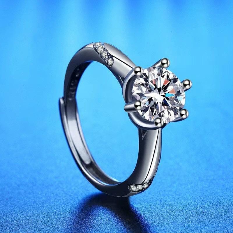 Imitation Moissanite Ring Women's One-carat Classic Light Luxury Niche Six-claw Wedding Ring