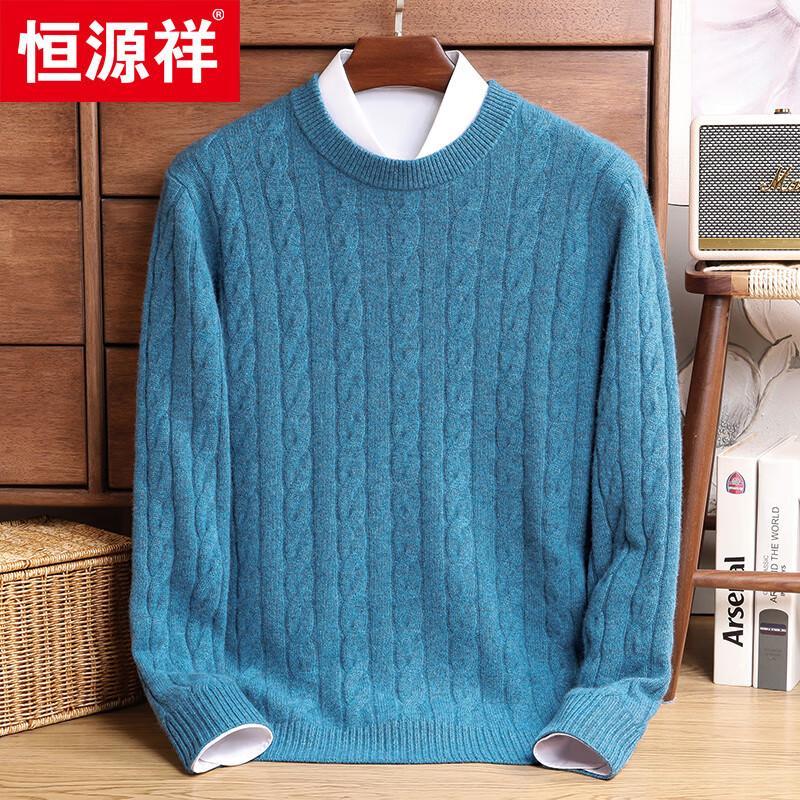 

Hengyuanxiang Men s Thickened 100% Cashmere Round Neck Sweater XL (180)