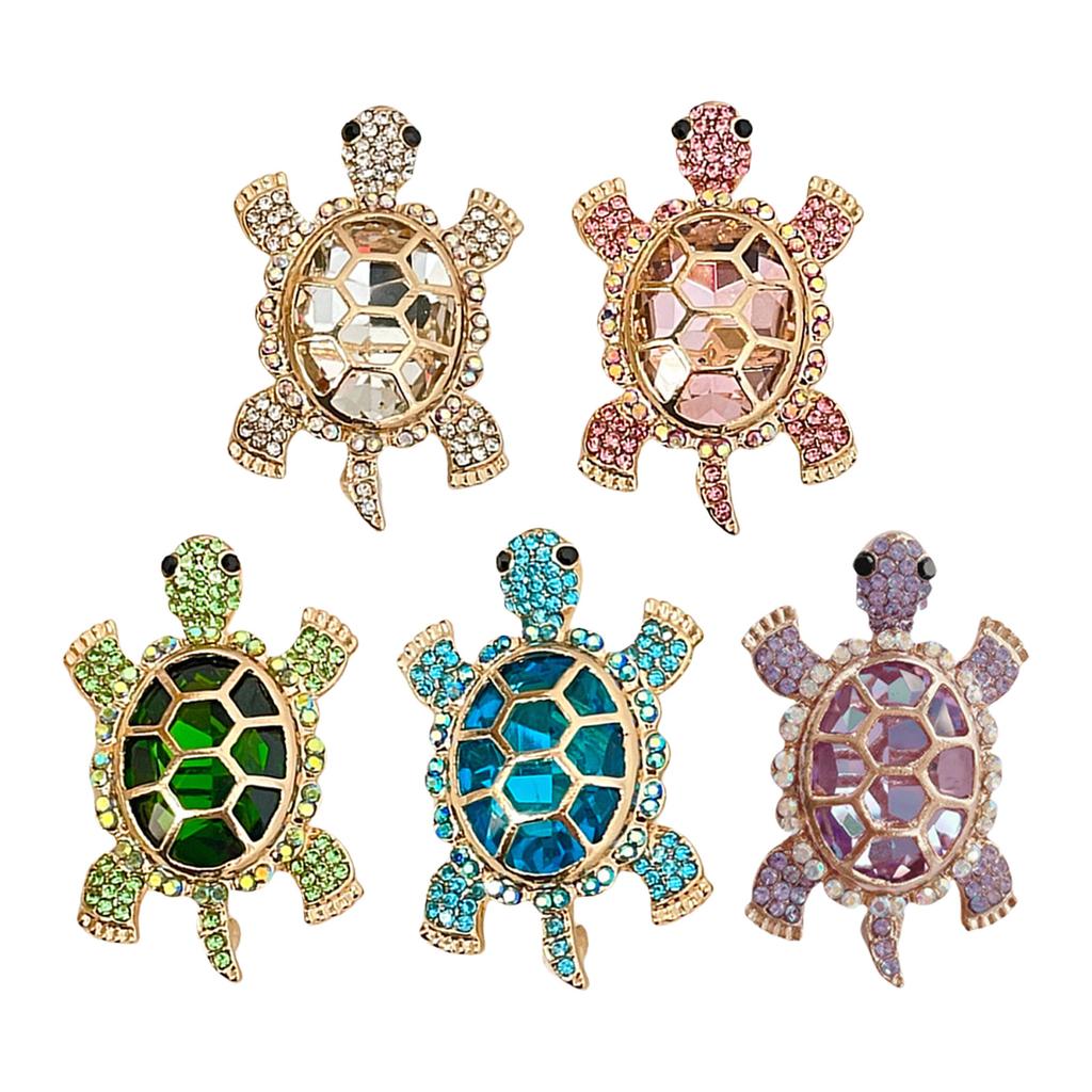 Spilla a forma di tartaruga con strass e chiusura sicura in lega ipoallergenica, spilla da bavero, gioiello per feste, viaggi, regali