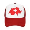 Zwitserse Zwitserland Kaart Vlag Mesh Baseballpetten Unisex Dames Sport Zon Hoeden Verstelbare Zomer Truckerpet