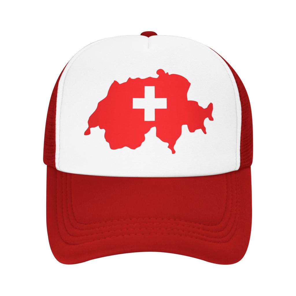 Cappellini da Baseball a Rete con Mappa e Bandiera Svizzera Svizzera Unisex Donna Sportivi Cappelli Parasole Regolabili Estivi Cappellino Trucker