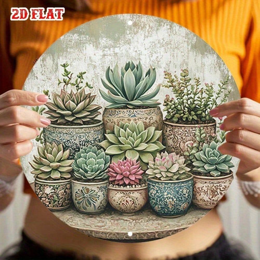 3D Succulent Metal Wall Art Handmade Decor for Living Room