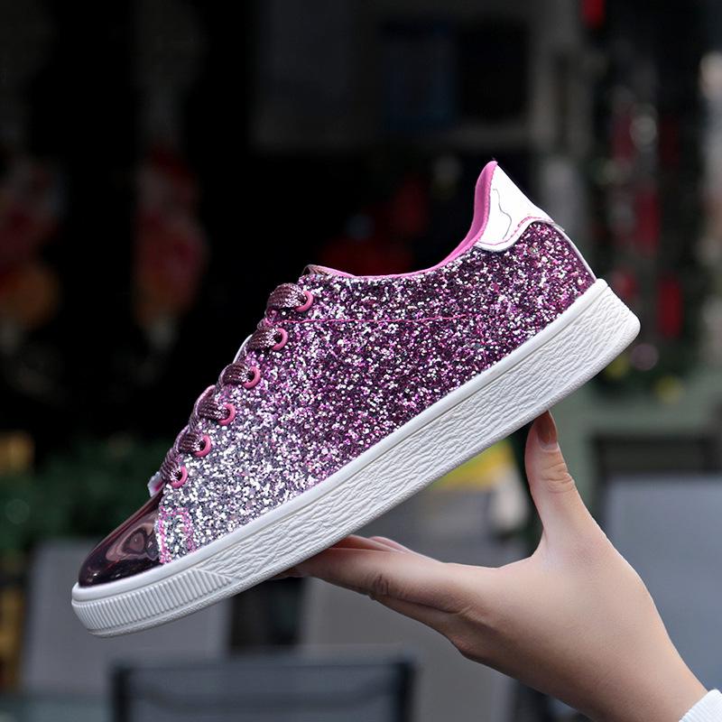 Women Vulcanize Shoes Sneakers Bling Shoes Girl Glitter Casual Female Breathable Lace Up Outdoor Sport Shoes Zapatos De Mujer